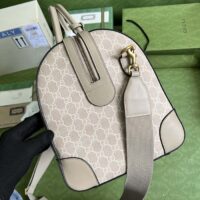 Gucci Unisex Gucci Savoy Duffle Bag Beige White GG Supreme Canvas Double G (1)