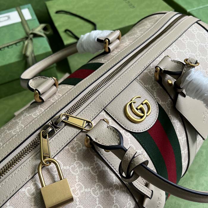 Gucci Savoy Large Duffle Bag, Beige, GG Canvas