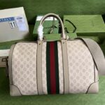 Gucci Unisex Gucci Savoy Duffle Bag Beige White GG Supreme Canvas Double G - Image 3
