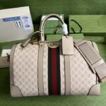 Gucci Unisex Gucci Savoy Duffle Bag Beige White GG Supreme Canvas Double G - Image 2