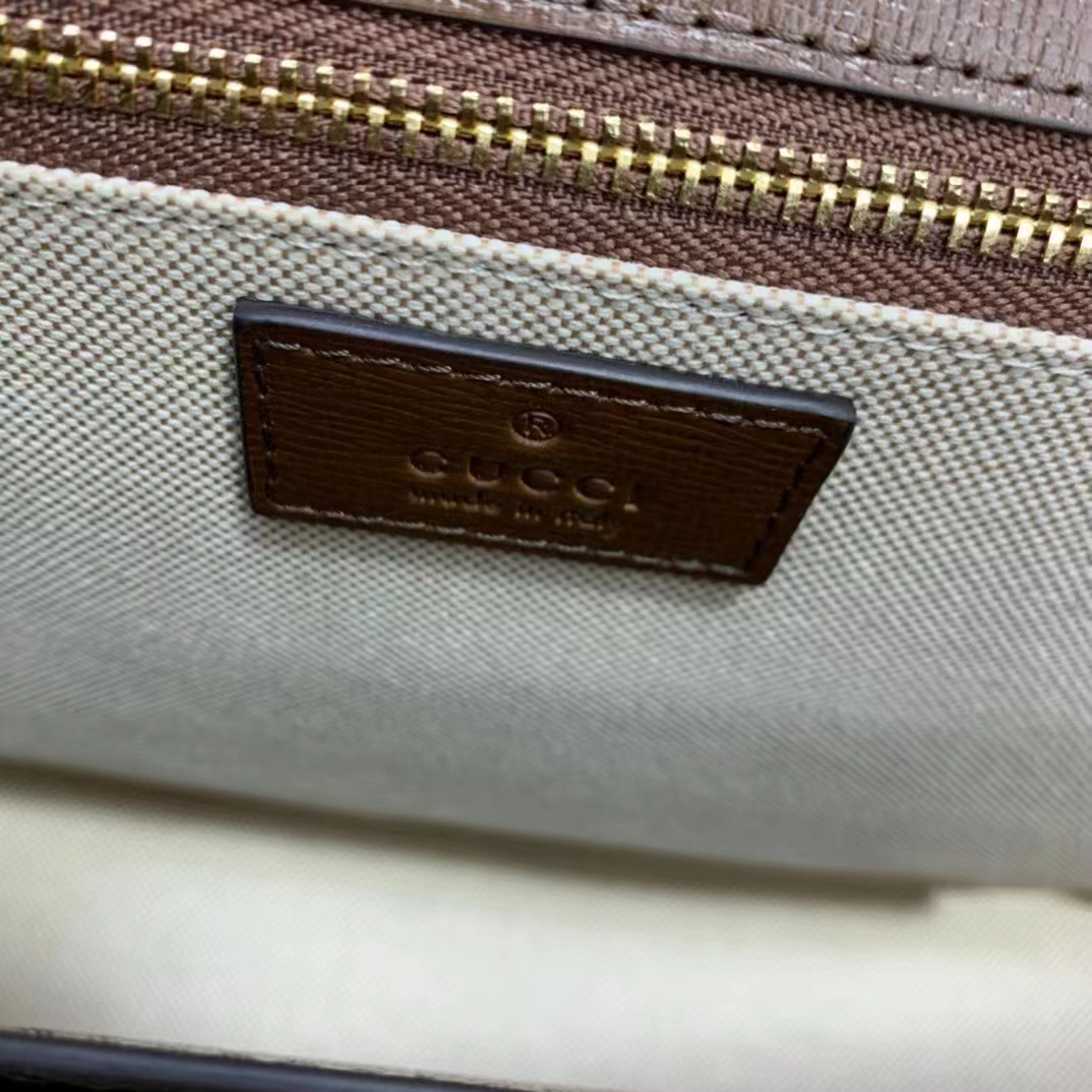 Gucci Unisex Horsebit 1955 Shoulder Bag Beige Ebony GG Supreme Canvas (8)
