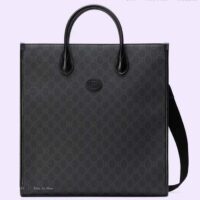 Gucci Unisex Medium Tote Bag Interlocking G Black GG Supreme Canvas (1)