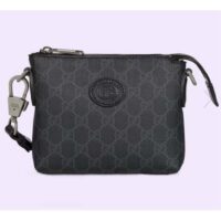 Gucci Unisex Messenger Bag Interlocking G Black GG Supreme Canvas (1)