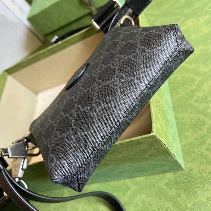 Gucci Unisex Messenger Bag Interlocking G Black GG Supreme Canvas (2)
