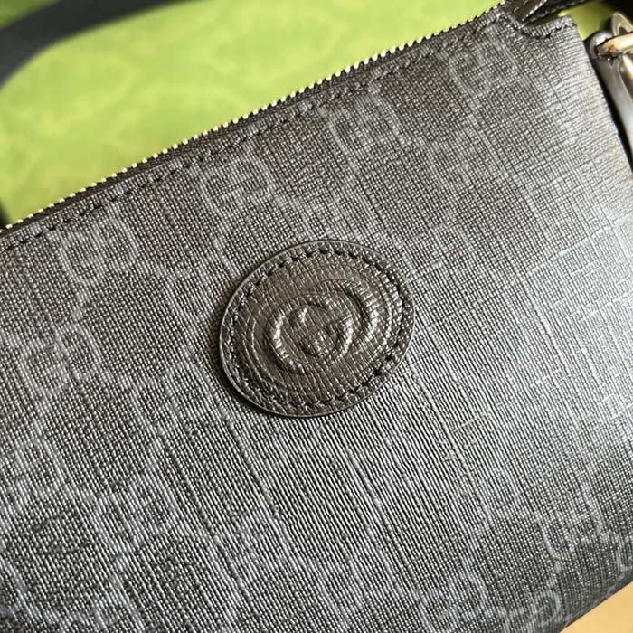 Gucci Unisex Messenger Bag Interlocking G Black GG Supreme Canvas (4)