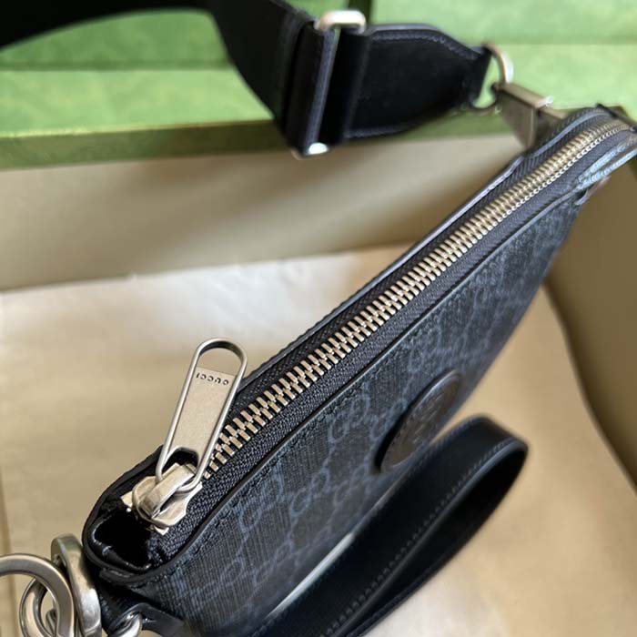 Gucci Unisex Messenger Bag Interlocking G Black GG Supreme Canvas (6)