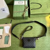 Gucci Unisex Messenger Bag Interlocking G Black GG Supreme Canvas (1)