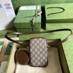 Gucci Unisex Mini Bag Interlocking G Beige Ebony GG Supreme Canvas Brown Leather - Image 4