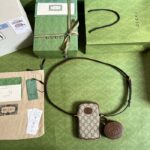 Gucci Unisex Mini Bag Interlocking G Beige Ebony GG Supreme Canvas Brown Leather - Image 6
