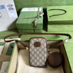 Gucci Unisex Mini Bag Interlocking G Beige Ebony GG Supreme Canvas Brown Leather - Image 2