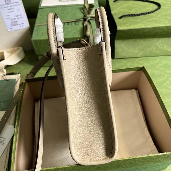 Gucci Unisex Mini Tote Bag Interlocking G Beige White GG Supreme Canvas (10)
