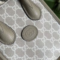 Gucci Unisex Mini Tote Bag Interlocking G Beige White GG Supreme Canvas (2)