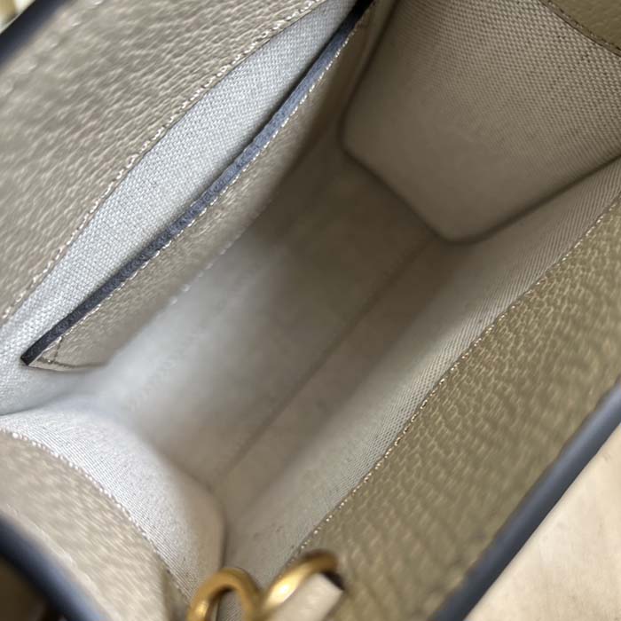 Gucci Unisex Mini Tote Bag Interlocking G Beige White GG Supreme Canvas (7)