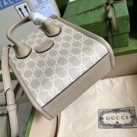 Gucci Unisex Mini Tote Bag Interlocking G Beige White GG Supreme Canvas (2)