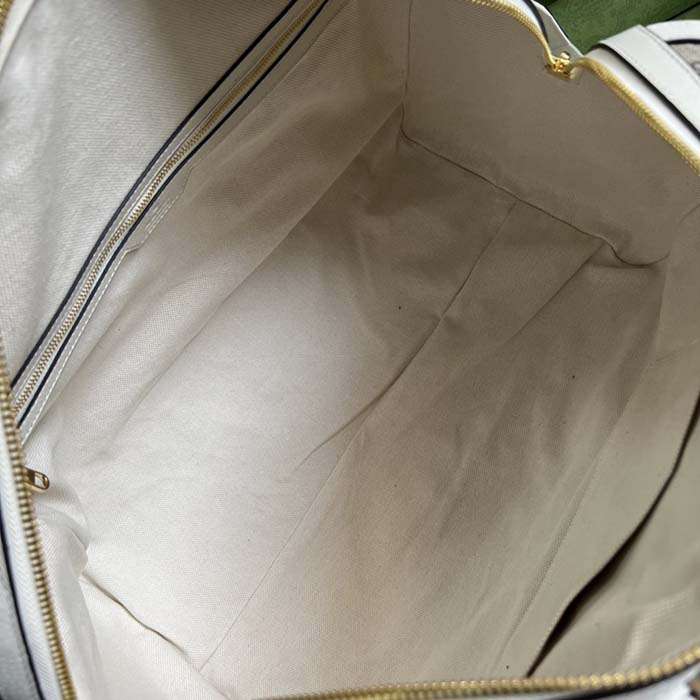 Gucci Unisex Ophidia Medium Duffle Bag Beige Ebony GG Supreme Canvas Double G (5)