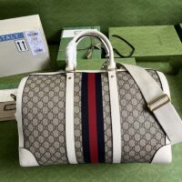 Gucci Unisex Ophidia Medium Duffle Bag Beige Ebony GG Supreme Canvas Double G (2)