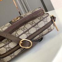 Gucci Unisex Ophidia Mini Bag Beige Ebony GG Supreme Canvas Brown Leather (2)