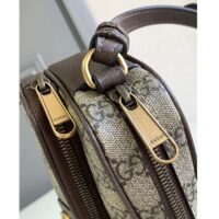 Gucci Unisex Ophidia Mini Bag Beige Ebony GG Supreme Canvas Brown Leather (2)