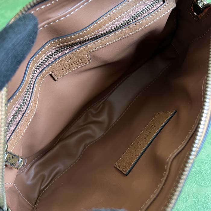 Gucci Unisex Python Trim Shoulder Bag Double G Beige Ebony GG Supreme Canvas (10)