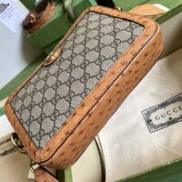 Gucci Unisex Python Trim Shoulder Bag Double G Beige Ebony GG Supreme Canvas (1)