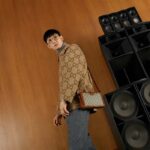 Gucci Unisex Python Trim Shoulder Bag Double G Beige Ebony GG Supreme Canvas - immagine 11