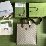 Gucci Unisex Small Tote Interlocking G Beige Ebony GG Supreme Canvas - Image 4