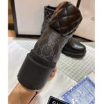 Gucci Women Ankle Boots Black GG Supreme Canvas Rubber Lace-Up High Heel - Image 9