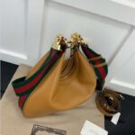 Gucci Women Attache Large Shoulder Bag Dark Orange Leather Green Red Web - Image 4