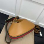 Gucci Women Attache Large Shoulder Bag Dark Orange Leather Green Red Web - Image 5