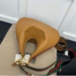 Gucci Women Attache Large Shoulder Bag Dark Orange Leather Green Red Web - Image 6