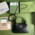 Gucci Women GG Aphrodite Medium Shoulder Bag Black Soft Leather Double G – Image 6