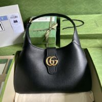 Gucci Women GG Aphrodite Medium Shoulder Bag Black Soft Leather Double G (1)