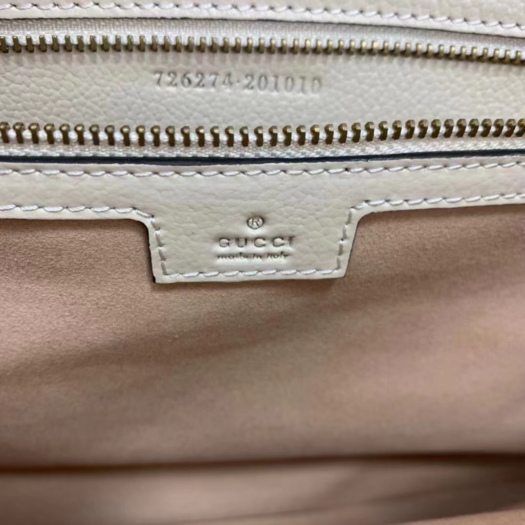 Gucci Women GG Aphrodite Medium Shoulder Bag White Soft Leather Double G (1)