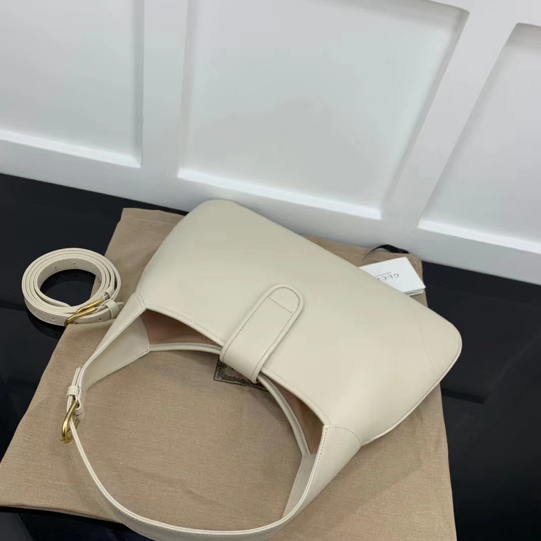 Gucci Women GG Aphrodite Medium Shoulder Bag White Soft Leather Double G (10)