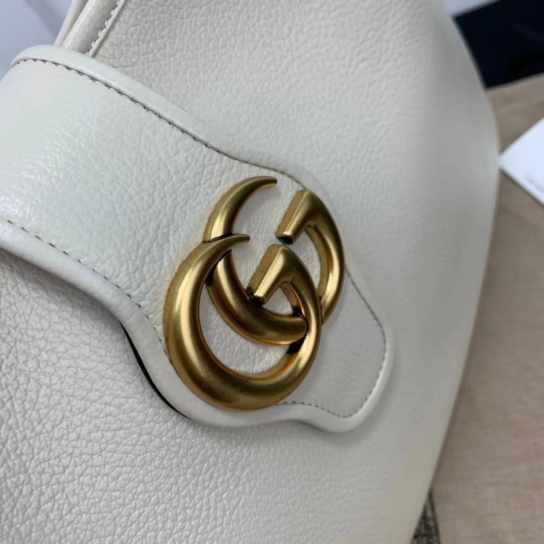 Gucci Women GG Aphrodite Medium Shoulder Bag White Soft Leather Double G (6)