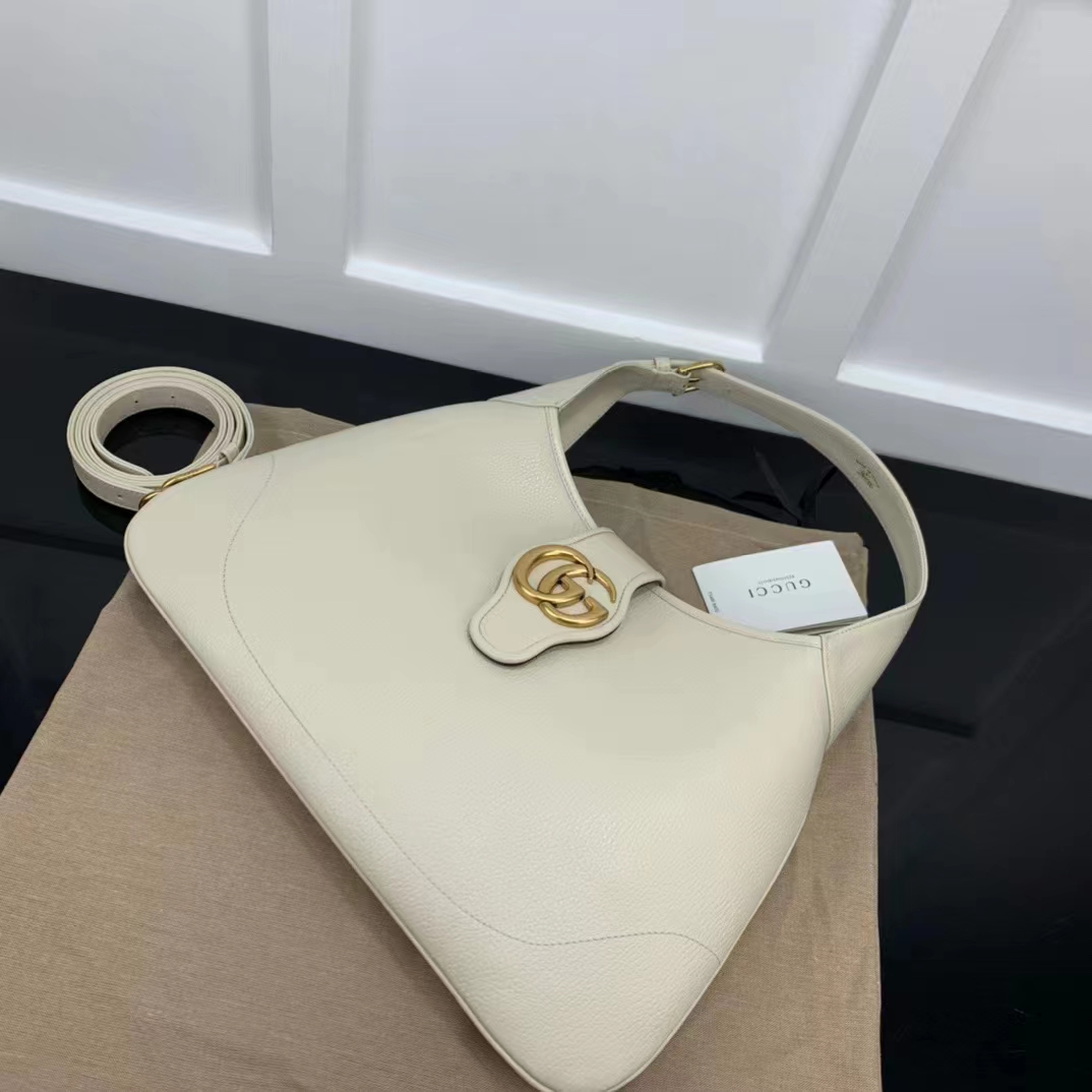 Gucci Women GG Aphrodite Medium Shoulder Bag White Soft Leather Double G (7)