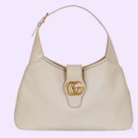 Gucci Women GG Aphrodite Medium Shoulder Bag White Soft Leather Double G (8)