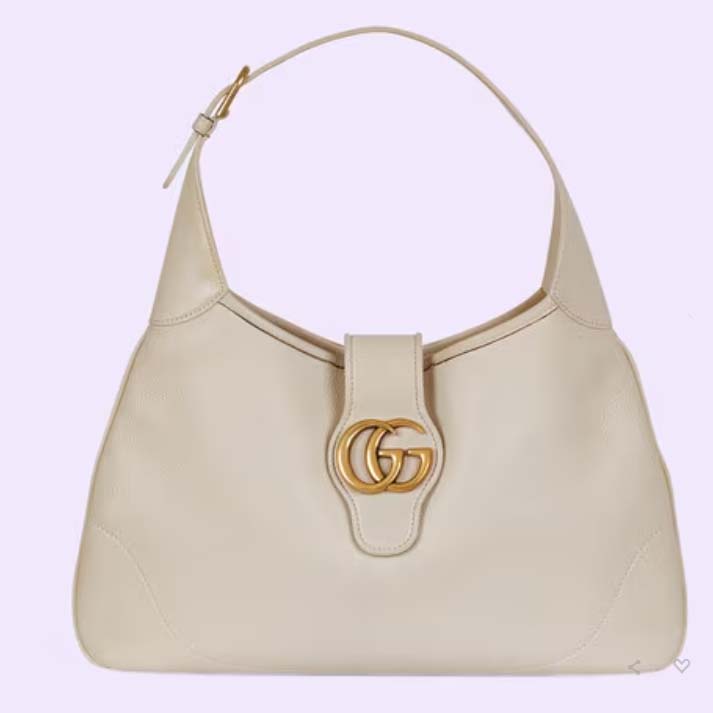 Gucci Women GG Aphrodite Medium Shoulder Bag White Soft Leather Double G
