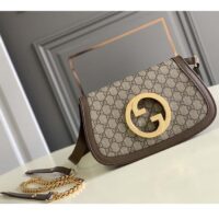 Gucci Women GG Blondie Mini Shoulder Bag Beige Ebony GG Supreme Canvas (1)