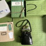 Gucci Women GG Diana Mini Bucket Bag Black Leather Double G - Image 6