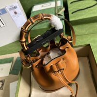 Gucci Women GG Diana Mini Bucket Bag Brown Leather Double G (1)