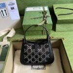 Gucci Women GG Jackie 1961 Mini Crystal GG Lizard Bag Black Mesh - Image 6