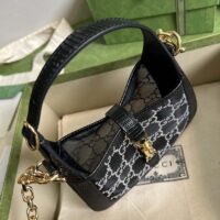 Gucci Women GG Jackie 1961 Mini Crystal GG Lizard Bag Black Mesh (4)