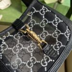Gucci Women GG Jackie 1961 Mini Crystal GG Lizard Bag Black Mesh - Image 8