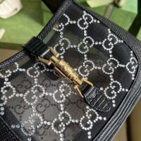 Gucci Women GG Jackie 1961 Mini Crystal GG Lizard Bag Black Mesh (4)