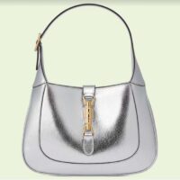 Gucci Women GG Jackie 1961 Small Lamé Shoulder Bag Silver Lamé Leather
