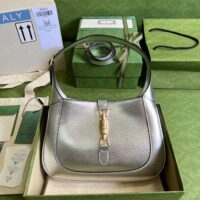 Gucci Women GG Jackie 1961 Small Lamé Shoulder Bag Silver Lamé Leather (1)