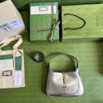 Gucci Women GG Jackie 1961 Small Lamé Shoulder Bag Silver Lamé Leather - Image 6