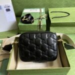 Gucci Women GG Matelassé Leather Small Bag Black Double G Zip Closure - Image 3