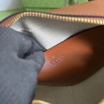 Gucci Women GG Matelassé Leather Small Bag Light Brown Double G Zip Closure – Image 9